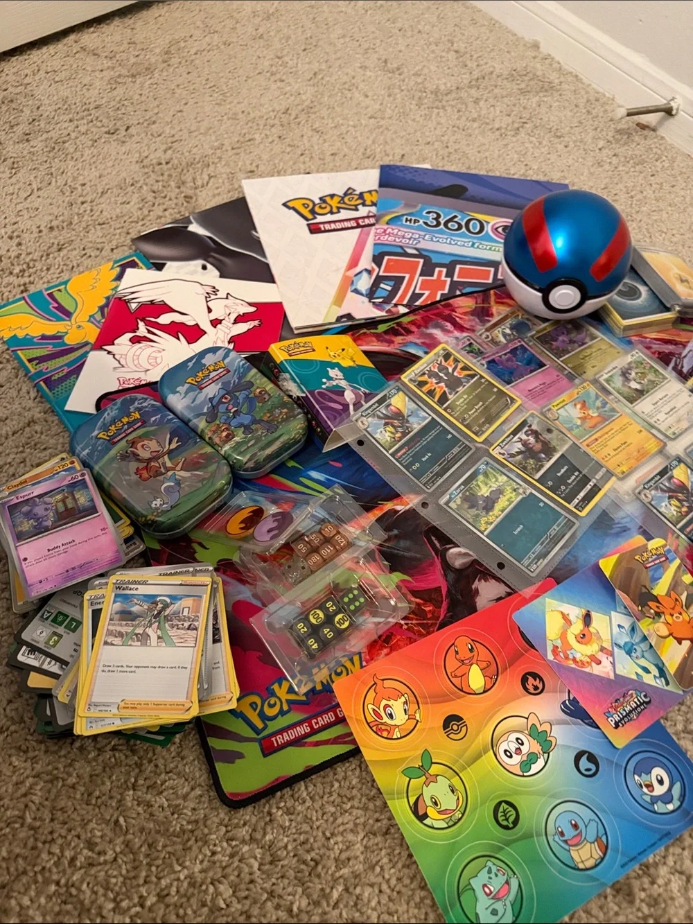 Pokemon TCG tins, Pokemon posters, cards, playmat, stickers, and more